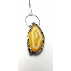 Gothic crystal agate slab necklace